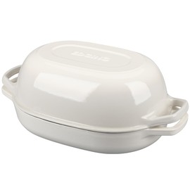 EDGING CASTING Enameled Cast Iron Dutch Oven Pot with Lid, Oval Dutch Oven for Bread Baking, Bread Oven for Homemade Sourdough Bread Baking, 7qt, White