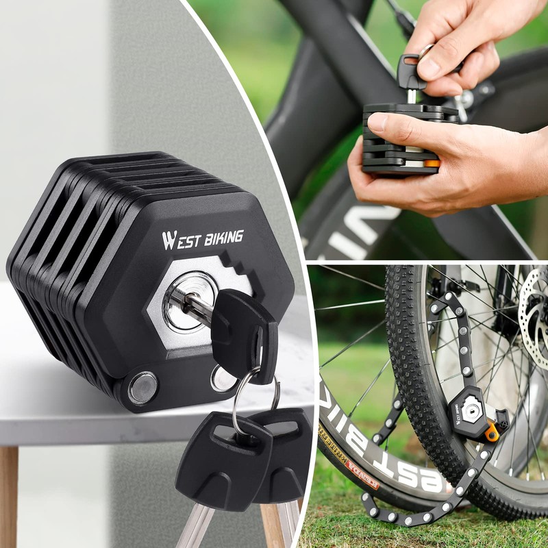 West Biking Gift Folding Bike Lock, Bike Chain Lock, Heavy