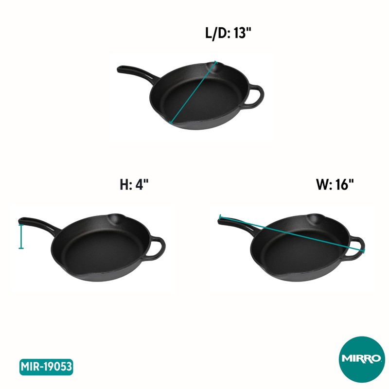 MIRRO 12in Cast Iron Preseasoned Skillet with Helper Handle