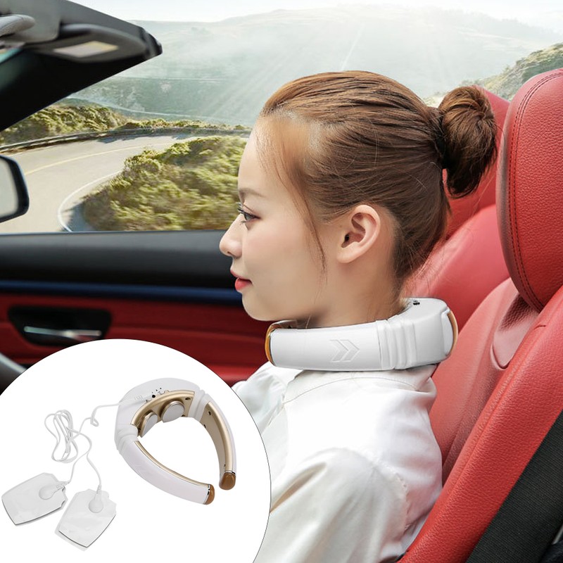 Electric Cervical Vertebra Massager Pulse Hot Compress Therapy Neck Massage