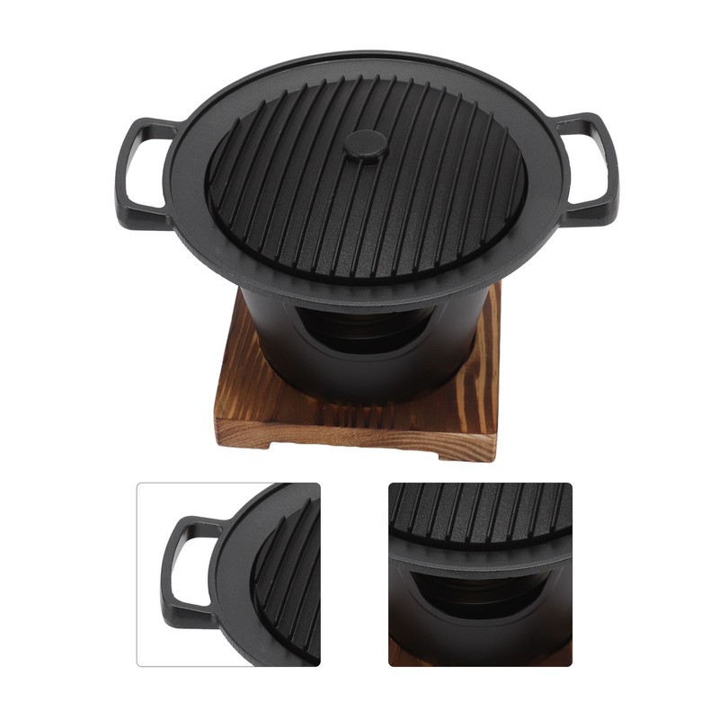 Hibachi Grill Smokeless Wooden Frame Aluminium Alloy Easy Assembly Portable