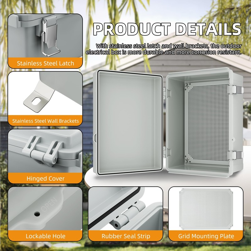 Joinfworld Outdoor WiFi Enclosure 15.7x11.8x7.1 Weatherproof Electrical Box Stainless Steel