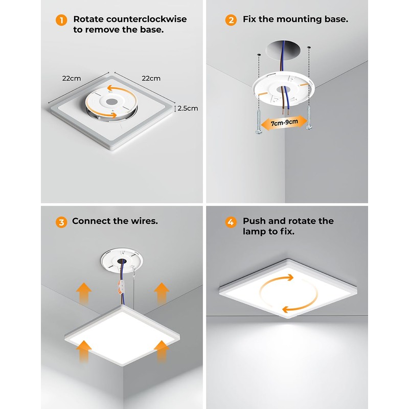 BLNAN LED Flat Ceiling Light, 18 W Ceiling Light with