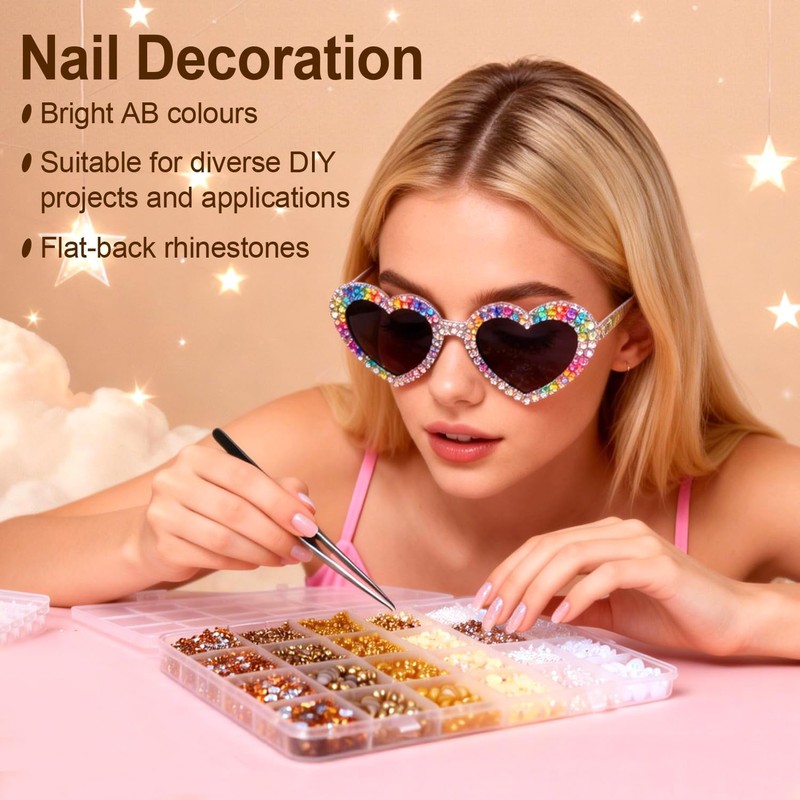 Colorful Nail Pearl Rhinestones Gems Bedazzling Kit DIY Crafts Accessories