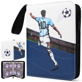 Football Card Binder 400 Pocket Soccer Trading Card Binder Collect Holder With 50 Removable Page Card Sleeves for Football Fans (Light Blue)