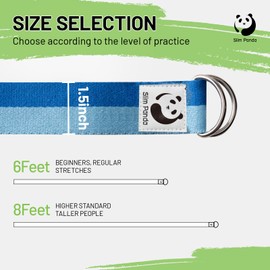 Slim Panda Yoga Strap for Stretching,Cotton Yoga Strap with Adjustable D-Ring Buckle,Non-Elastic Yoga Belt for Pilates,Gym Workouts,Physical Therapy,Improve Flexibility