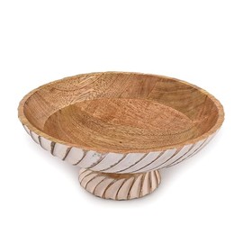 EDHAS Decorative Bowls Mango Wood Wooden Bowl Hand Carved Home Decor for Dining Table Center Used as Centerpiece for Kitchen Counter or Dining Table (12" X 12" X 4.75")