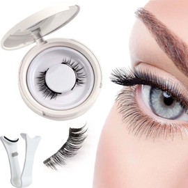Qsrsjcq Magnetic Eyelashes, Magnetic Eyelashes with Applicator, Double Sided Magnetic Eyelashes, Reusable Self Adhesive Eyelashes, Soft Magnets False Eyelashes, Easy to Wear (Simple)