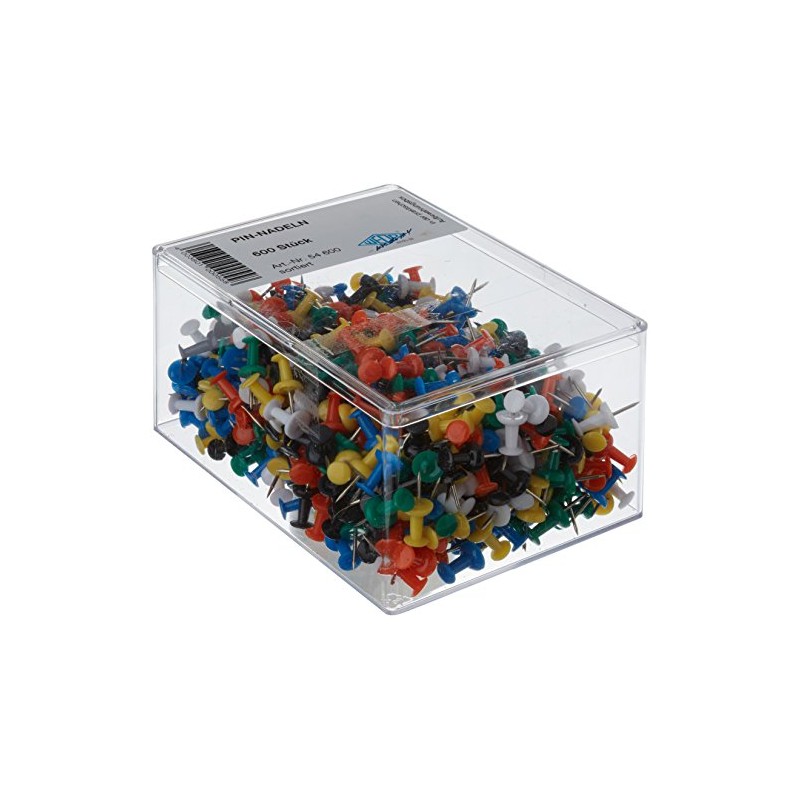 Wedo 054600 Push Pins Assorted Colours Diabolo-Shape Pack of 600