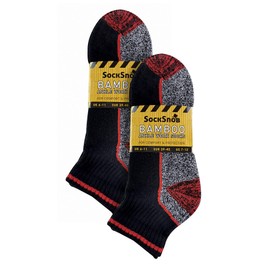 Mens Anti Sweat Heavy Duty Breathable Short Trainer Bamboo Work Socks for Steel Toe Boots (6-11, 6 Pairs)