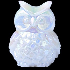 Ytbeoxk 1.9 Inch White Jade Owl Statue Owl Figurine Home Decor, Healing Crystal Cute Decor Figurines,Sculpture Hand-Carved Gemstones,Bedroom Office Spiritual Gift, Owl Gifts for Women Men