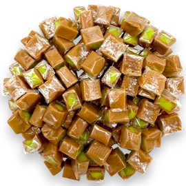 Green Apple Filled Caramel Cubes –1.5 lbs Luxurious Gourmet Experience of Sweet and Tangy Apple -Individually Wrapped Soft Silky Caramel Chews(24 oz)