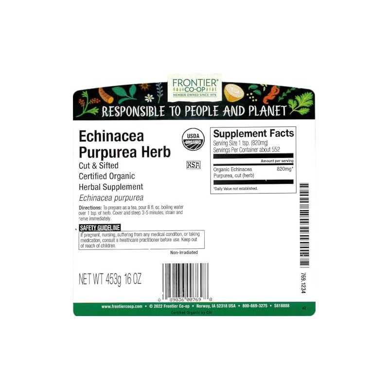 Frontier Co-op Organic Echinacea Purpurea Herb, Cut and Sifted -