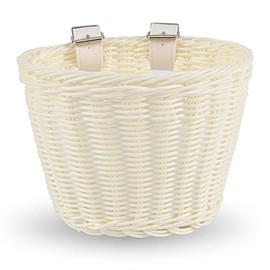 EIRONA Bike Handlebar Basket for Kids Bicycle, Balance Bike, Scooter, Tricycle, Bicycle Storage with DIY Decal, White