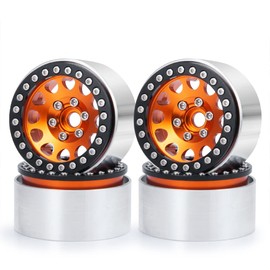 ZuoLan 4PCS Aluminium Alloy 1.9 RC Beadlock Rim Wheel for 1/10th RC Crawler Car Axial SCX10 TRX4 D90 (Orange)