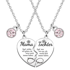 Mezrkuwr 2 Pieces Mother Daughter Heart Necklace Set, Stainless Steel Material Gifts for Mum, Mother's Day, Birthday, Christmas Gifts from Daughter, Motivational Gifts
