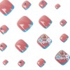 24Pcs Blue French Press on Toe Nails Short Summer Fake