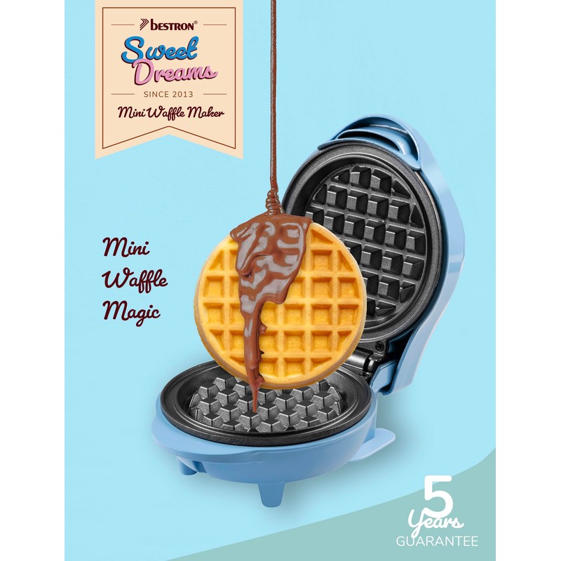Bestron AMW500BBS Mini Waffle Maker, Alloy Steel, Blue