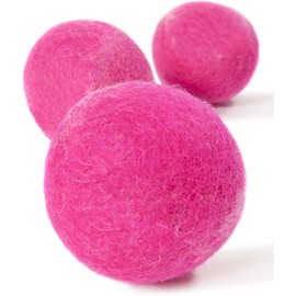 YUNXIASW 3-Pack Wool Dog Balls - All-Natural Balls for Dog - Indoor or Outdoor Dog Toy Balls - Helps Clean Teeth - Dog Fetch Ball - 100% Merino Wool Pink