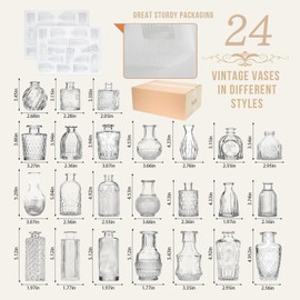 Anquephd 24PCS Mini Bud Vases As Wedding Centerpieces for Tables,Clear Bud Vases for Flowers,Small Flower Vases Suitable for Birthday Party,Anniversary,Wedding Reception,Baby Shower (Clear, 24PCS)