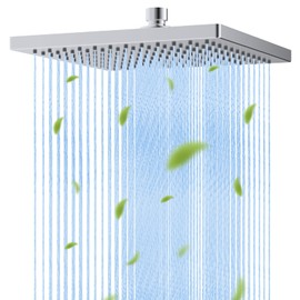 Hibbent cUCPC Certified Metal Showerhead, 10'' High Pressure Rainfall Shower Head, Square Large Bathroom Waterfall Shower Heads, High Flow Fixed Showerheads with Adjustable Brass Ball Joint, Chrome