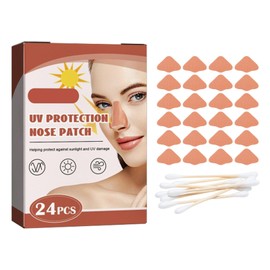 UV-Nasenschutz,Nase Sonnenschutz Nasenschutz,Sonnenschutz Nase Patch,Nasenpflaster Outdoor,Sonnenschutz-Nasenpflaster für Sommer,Outdoor,erfrischender UV-Schutz,(24pcs Patch/Wattestäbchen 10pcs)