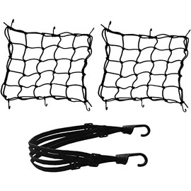 3 Pack Motorcycle Net - 2 Pack Heavy Duty 15.7 inch / 40cm Elastic Luggage Cargo Net+ 23.6 inch / 60cm Helmet Net for Motorcycle and Bike