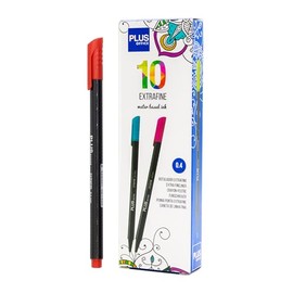 Plus Office 10 Fine Tip Felt Tip Pens 0.4mm Ideal for Writing, Painting and Drawing School Pens Fine Tip Coloured Water Based Ink (Red)