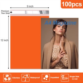 JinRuiKJ Poly Mailers 9x12 Inch 100 Pcs, Strong Adhesive Shipping Bags for Clothing, Durable Thick Mailing Envelopes with Self Seal, Packaging Bags for Small Business - Orange