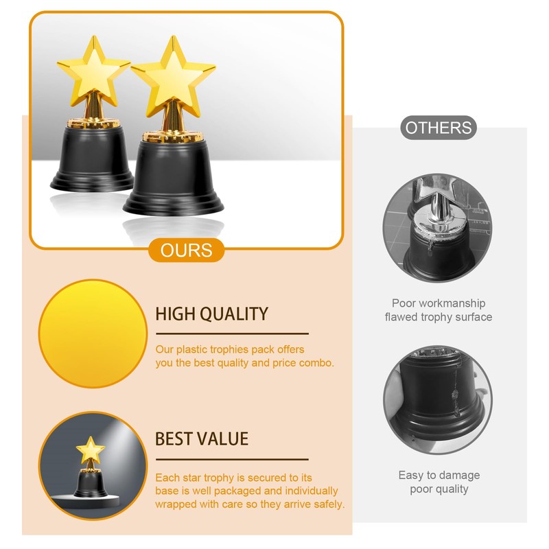Mardatt 10 trofei d'oro a forma di stella, 11,4 cm,