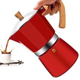 Vaolvpant 12 Cup Aluminum Moka Pot Red Classic Stovetop Espresso Coffee Maker 600ml 20oz Coffeemaker Percolator Mocha Express Classic Cafe Maker for Italian and Cuban Café Brewing