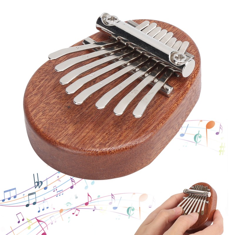 8 Tone Kalimba Thumb Piano C Key Mini Portable Mahogany