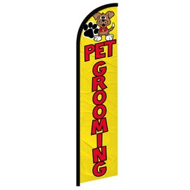 Infinity Republic - Pet Grooming Windless Full Sleeve Banner Swooper Flag - Perfect for Pet Groomers, Pet Stores, Mobile Groomers, Businesses etc!