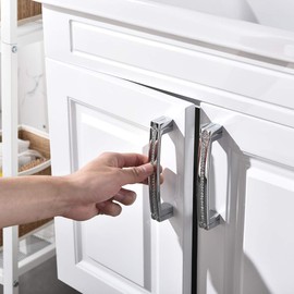 TNOMS Cabinet Hardware Handles Pull Polished Chrome Door Kitchen Cupboard Drawer/Furniture Knobs with Screws,160mm Hole Center,2 Pack,FTHD160CH-P2