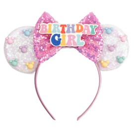 zhezesmila Mouse Ears for Women Birthday Girl Headband Sequin Ears Hair Accessories for Birthday Decorations Park Trips