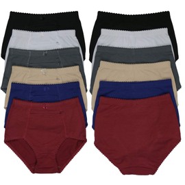 ToBeInStyle Women's High Waisted Zippered Front Pocket Colored Girdle Panties Briefs - BGR - L