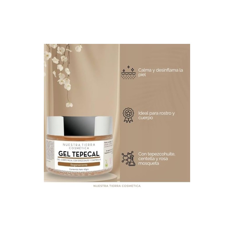 Gel Regenerante de Tepezcohuite y Caléndula 60g Todo Tipo de
