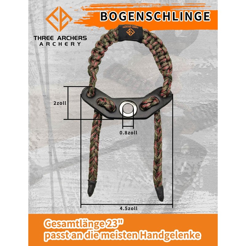 THREE ARCHERS Bow Sling Archery Wrist Sling Adjustable Wrist Strap