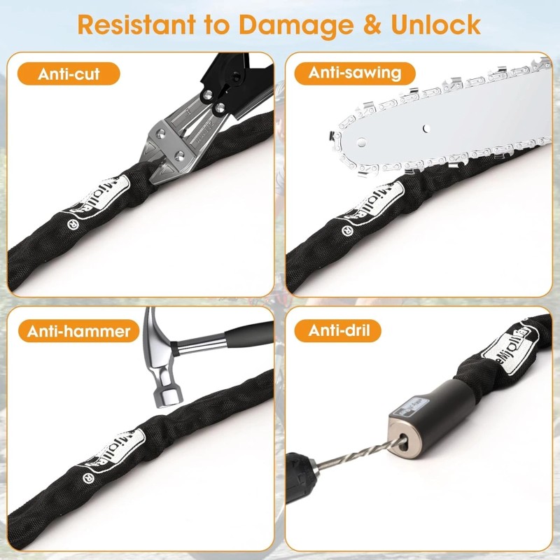 Emjollray E-Scooter Lock,E-Scooter Chain Lock with 2 Keys,2.62 ft Heavy