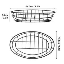 Geytetqi 12 Pack Wire Bread Basket with 50 Sheets Deli Wrappers Paper, 9.65 x 6.1 x 2.17 Inch Metal Oval Bread Basket for Food & Fruit Serving – Durable Black Wire Baskets for Home & Kitchen