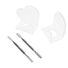 Outanaya 2Sets Acrylic Color Mixing Tray for Makeup Durable Foundation Nail Art Pallet with Comfortable Finger Grip for Professionals Beginners Beauty Supply for Mixing