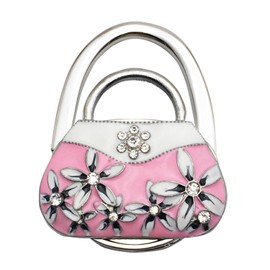 Atzuofan Foldable Handbag Hook Purse Hanger for Table - Keep Your Purse Clean and Safe - Pretty Design - Easy Storage - Lightweight (Bag-Pink)