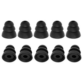 uxcell 10 Pcs Soft Silicone Earbuds, 3 Flange Noise Cancelling Triple Flange Ear Cushion Earpads, Replacement Earbud Tips Fit 4mm-5mm Earplugs for in-Ear Earphones, Black