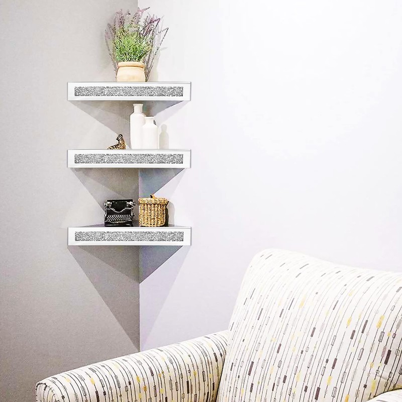 Royxen Corner Floating Shelves 2 Sets, Corner Shelf Wall Mounted