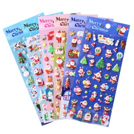 Naler 240PCS Christmas Stickers, 3D Puff Foam Sticker - 6 Sheets Christmas Window Stickers Including Snowman, Reindeer, Tree, Santa Claus Stickers Decals for Gifts Scrapbook DIY Crafts Decorations