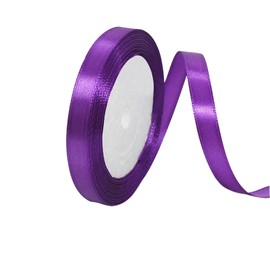 Solid Color Purple Satin Ribbon 5/8 in x 25 Yards, Fabric Ribbons Polyester Silk Hair String Ribbon for Bow Making,Crafts, Wedding Decor, Flower Bouquets,Gift Package Wrapping (Purple, 5/8")