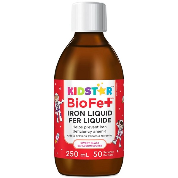KidStar BioFe Liquid Iron for Kids, 250ml (50 Servings), Sweet Blast