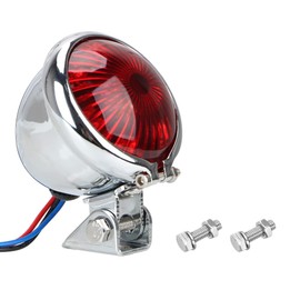 Motorcycle Rear Light - Motorbike Led Stop Tail Light, Shiny Silver with Red Lenses, Universal 12V Motorcycle Led Tail Light Brake Rear Lamp,Suitable for Motorcycles (Red-Silver Shell)