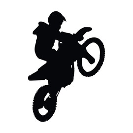 JMM Industries Motocross Wheely Dirtbike Vinyl Decal Sticker Car Window Bumper Premium Quality UV Resistant Die Cut (Black, 5-Inches)