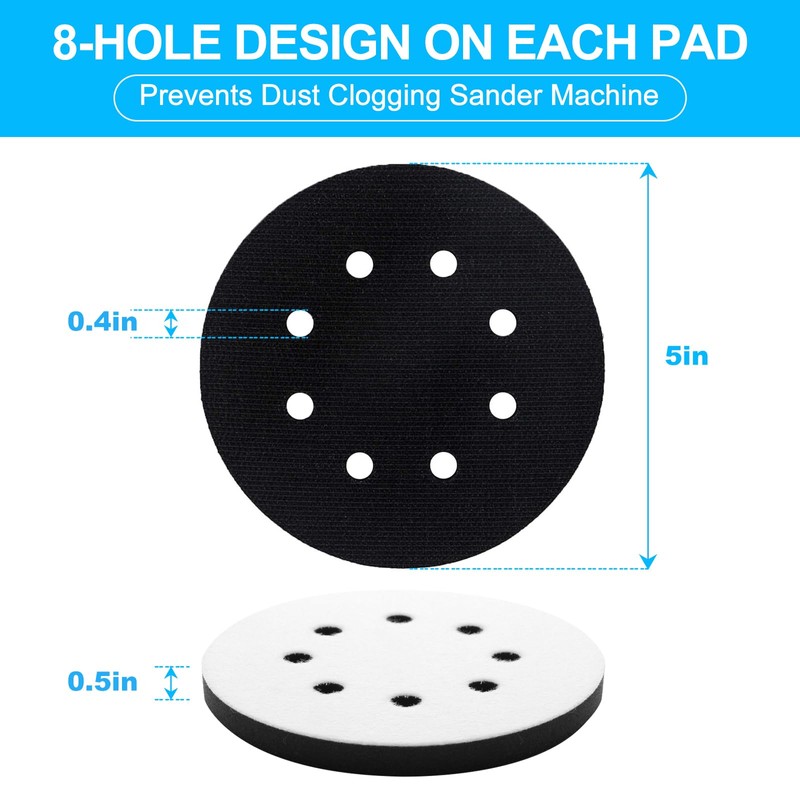 5 Packs 5 Inch Foam Sanding Pads, Flexibility & Durability,